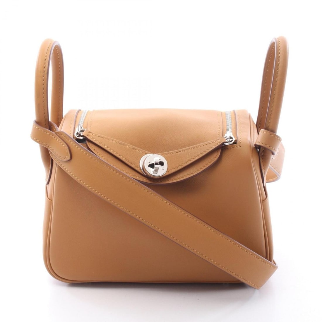 Hermes Lindy Mini Verso Camel Celeste Shoulder Bag Handbag, Veau Swift Leather, Women's, Brown Tones: --- Catalog ---Category: SizeSize (HxWxD): 13cm x 17.5cm x 9cm / 5.11'' x 6.88'' x 3.54''Category: DesignType: Handbag, Shoulder bagColor: Brown, CamelGender: WomenMaterial: Swift leather Category: Ge