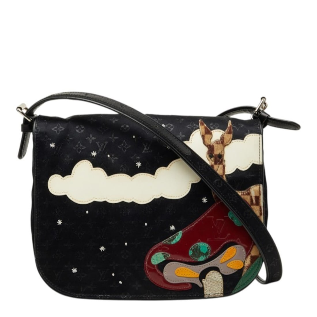 Louis Vuitton Monogram Satin Conte de Fée Musette Crossbody Shoulder Bag M92273 Noir Black Leather