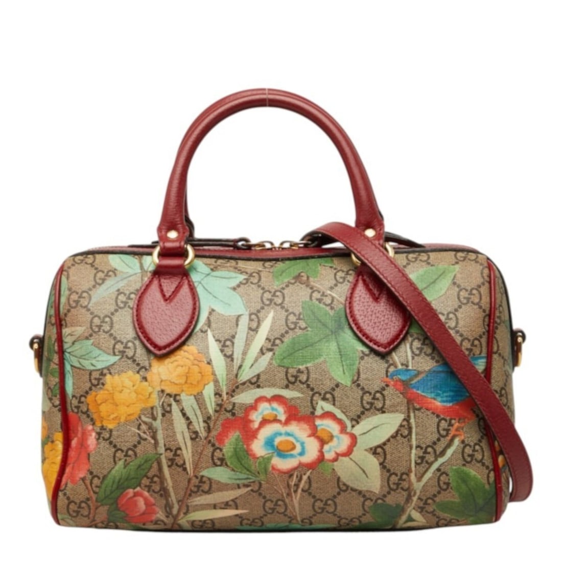 Gucci GG Supreme Tian Handbag Shoulder Bag 2WAY 409529 Beige Red Leather Women's GUCCI