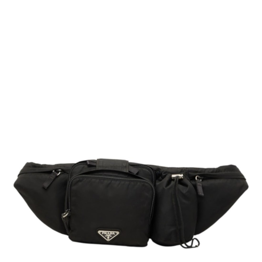 Prada Triangle Logo Plate Body Bag Waist Black Nylon Women's PRADA