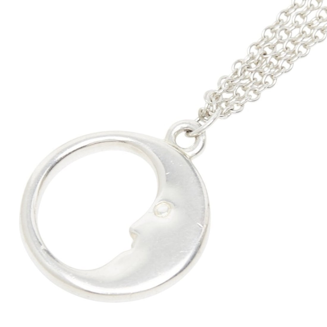 Tiffany & Co. Man in the Moon Double Chain Pendant Necklace, SV925 Silver, Women's.