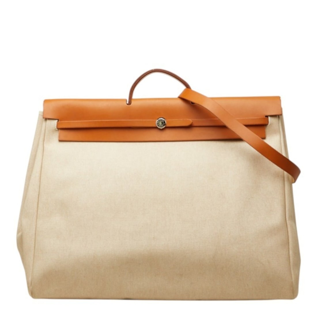 Hermes Herbag TGM Handbag Travel Bag Shoulder 2-Way Beige Brown Canvas Leather Women's HERMES