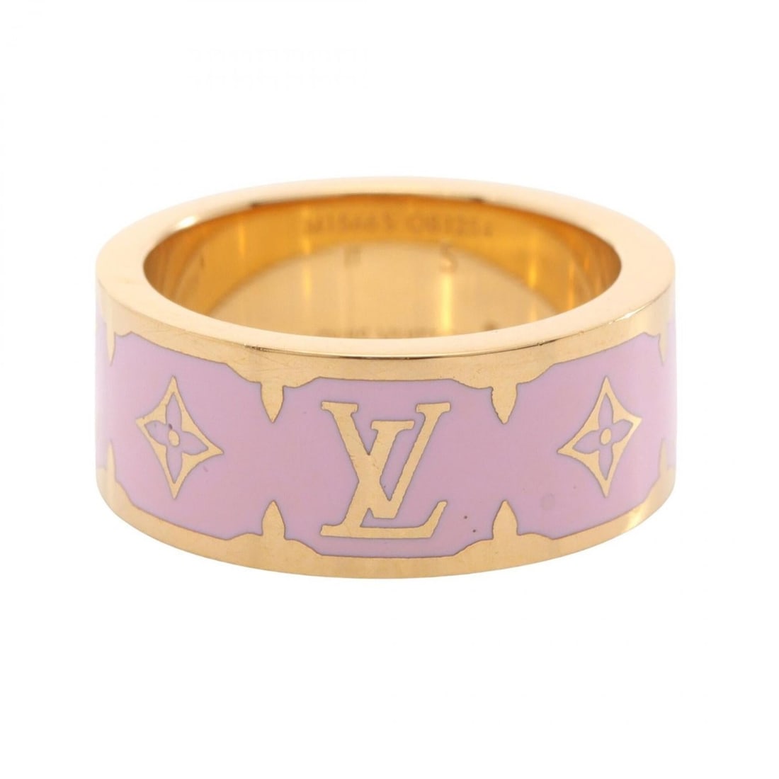 Louis Vuitton Nanogram Ring, Gold Plated (GP) Enamel, Women's, Gold/Pink Tone, M1566S