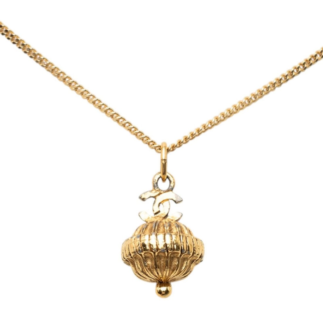 Chanel Coco Mark Vintage Chain Pendant Necklace, Gold Plated, Women's.