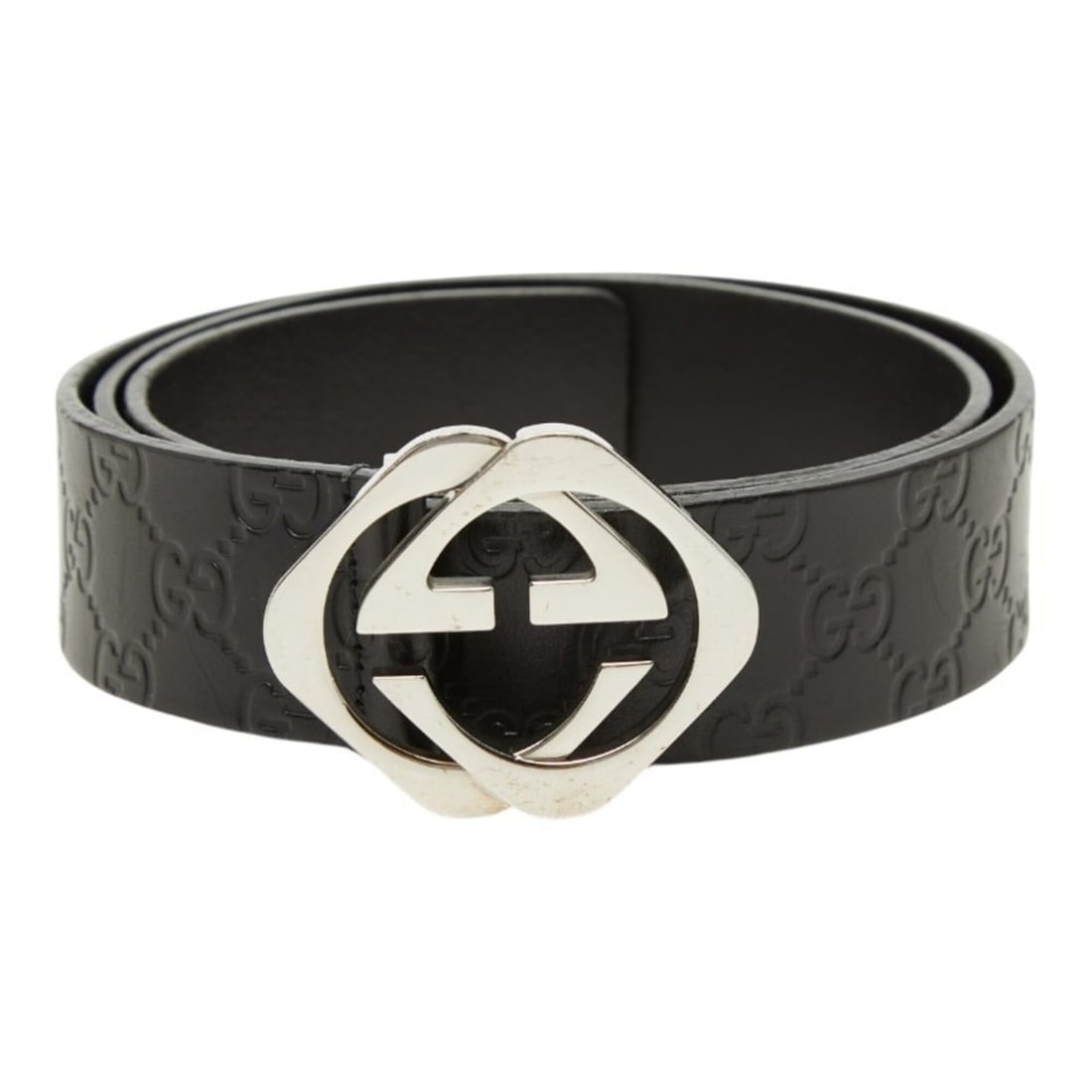 Gucci Guccissima Belt, Size 95/38, 182320, Black/Silver Leather, Men's.
