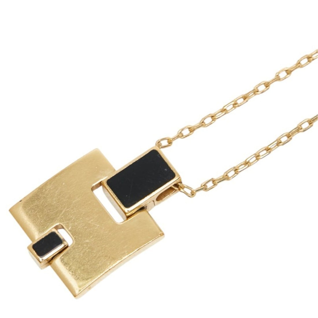 Hermes Eileen Chain Pendant Necklace, Black Gold Plated, Women's.