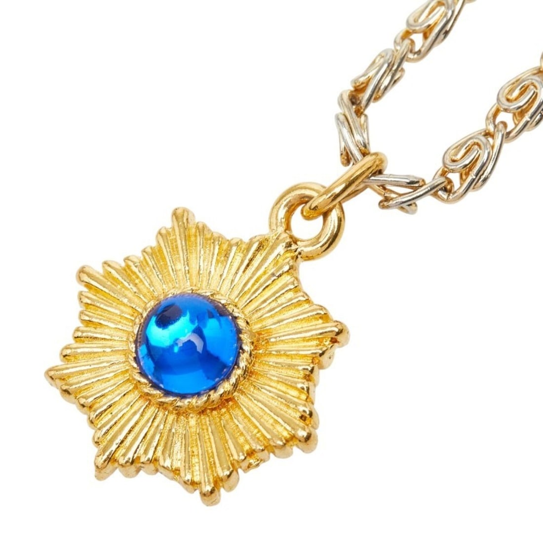 Chanel Coco Mark Gripoix Vintage Chain Pendant Necklace Gold Blue Plated Glass Women's CHANEL: --- Catalog ---Category: SizePendant Size: 20.8mm x 17.3mm / 0.81'' x 0.68''Neck Circumference: 51 cm / 20.07''Category: DesignColor: Blue, GoldGender: WomenMaterial: GlassNecklace Type: Pendant neckl