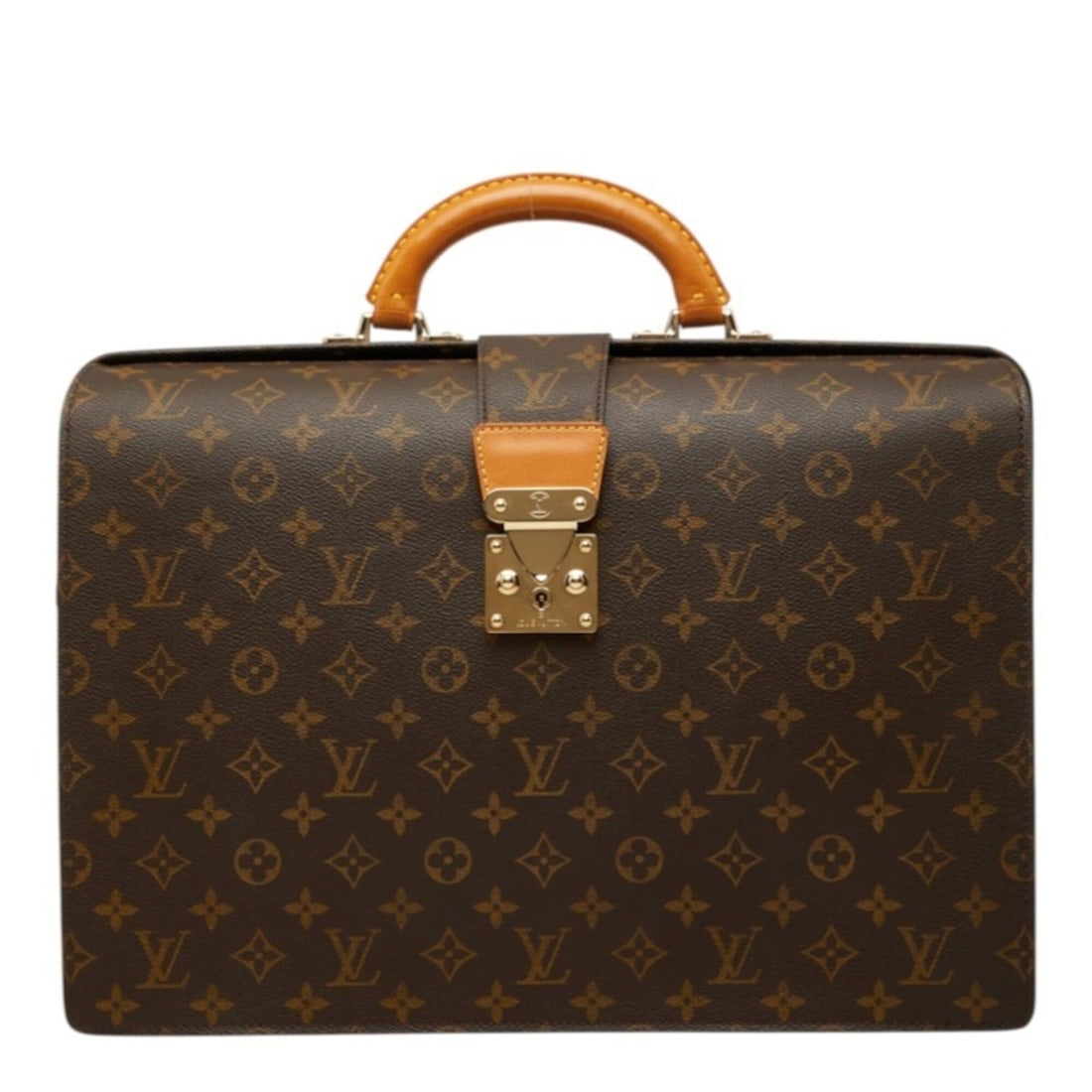Louis Vuitton Monogram Serviette Fermoire Business Bag Briefcase M53305 Brown Leather Men's LOUIS