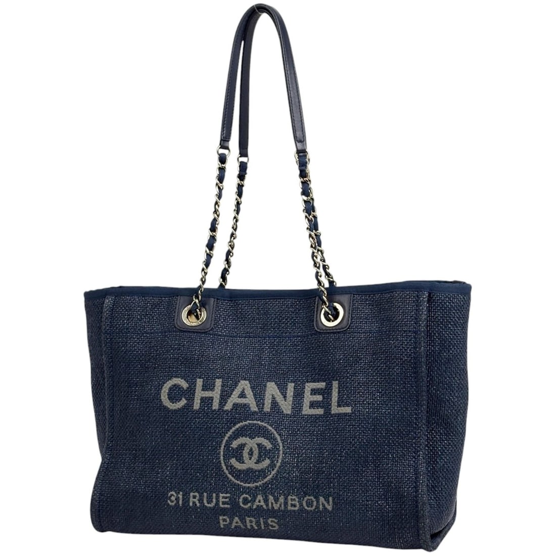 Chanel Deauville Line Chain Tote Bag, Coco Mark, 2-Way Straw Navy, A76001, Women's: --- Catalog ---Category: SizeSize (HxWxD): 26cm x 34.5cm x 15.5cm / 10.23'' x 13.58'' x 6.1''Category: DesignType: Tote bagColor: NavyGender: WomenMaterial: Straw , Leather Category: GeneralLine: Deau