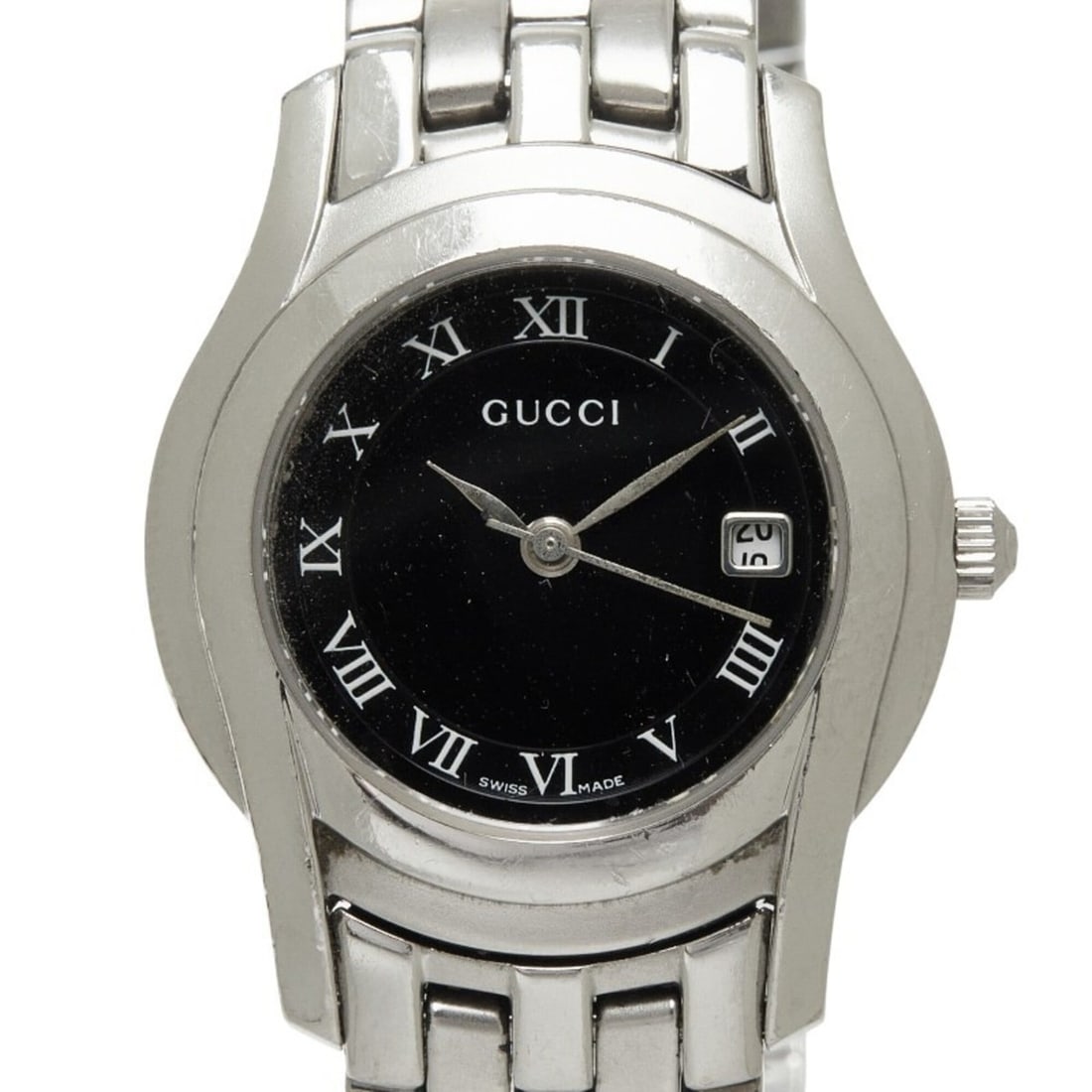 Gucci 5500L Quartz Watch, Black Dial, Stainless Steel, Women's Watch