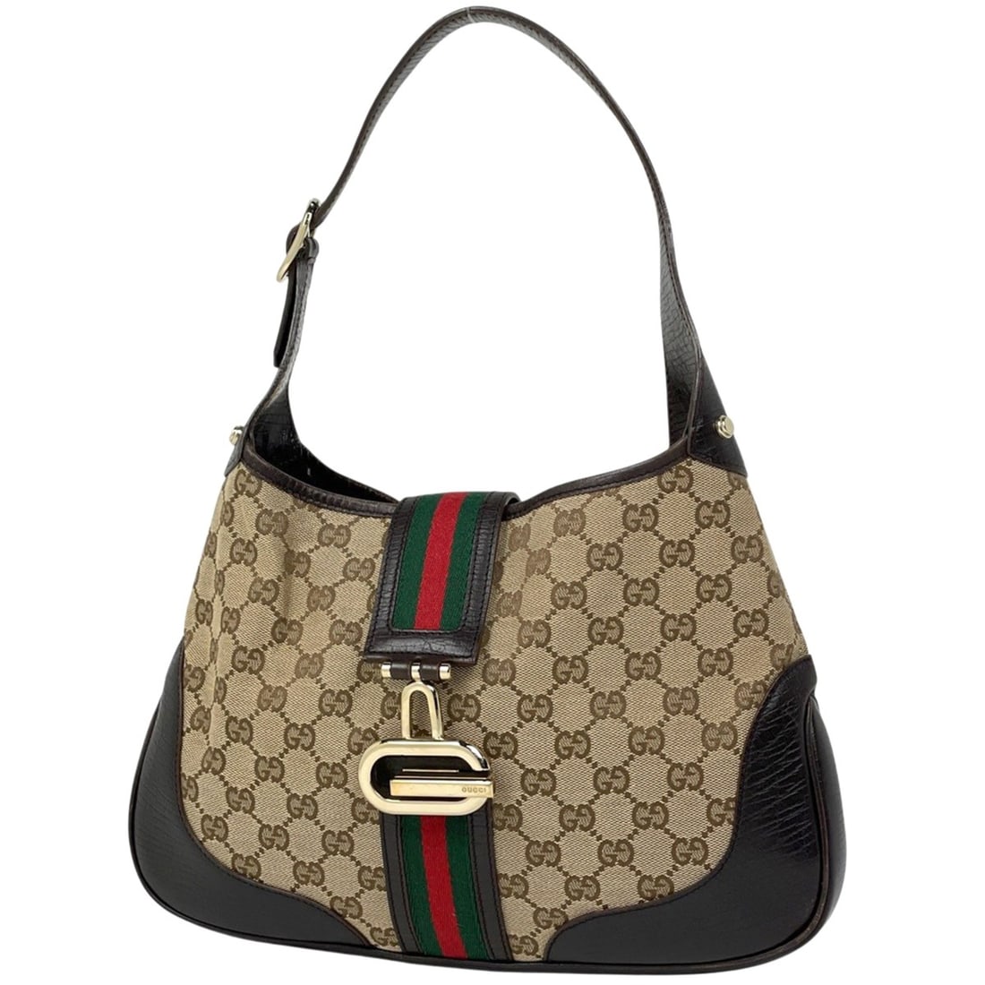 Gucci GG pattern shoulder bag, Web Sherry line canvas, brown, 130779, women's.