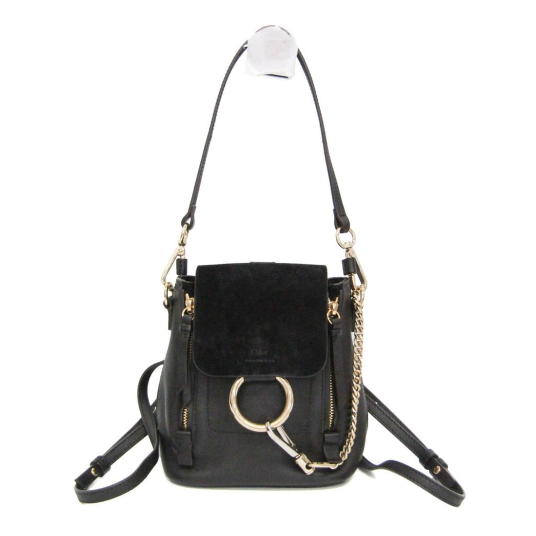 Chloé Faye Mini Women's Leather,Suede Backpack,Handbag Black: --- Catalog ---Category: SizeSize (HxWxD): 18cm x 16cm x 10cm / 7.08'' x 6.29'' x 3.93''Strap Length: 68cm - 77cm / 26.77'' - 30.31''Handle Length: 51cm / 20.07''Category: DesignType: Backpack, Handba