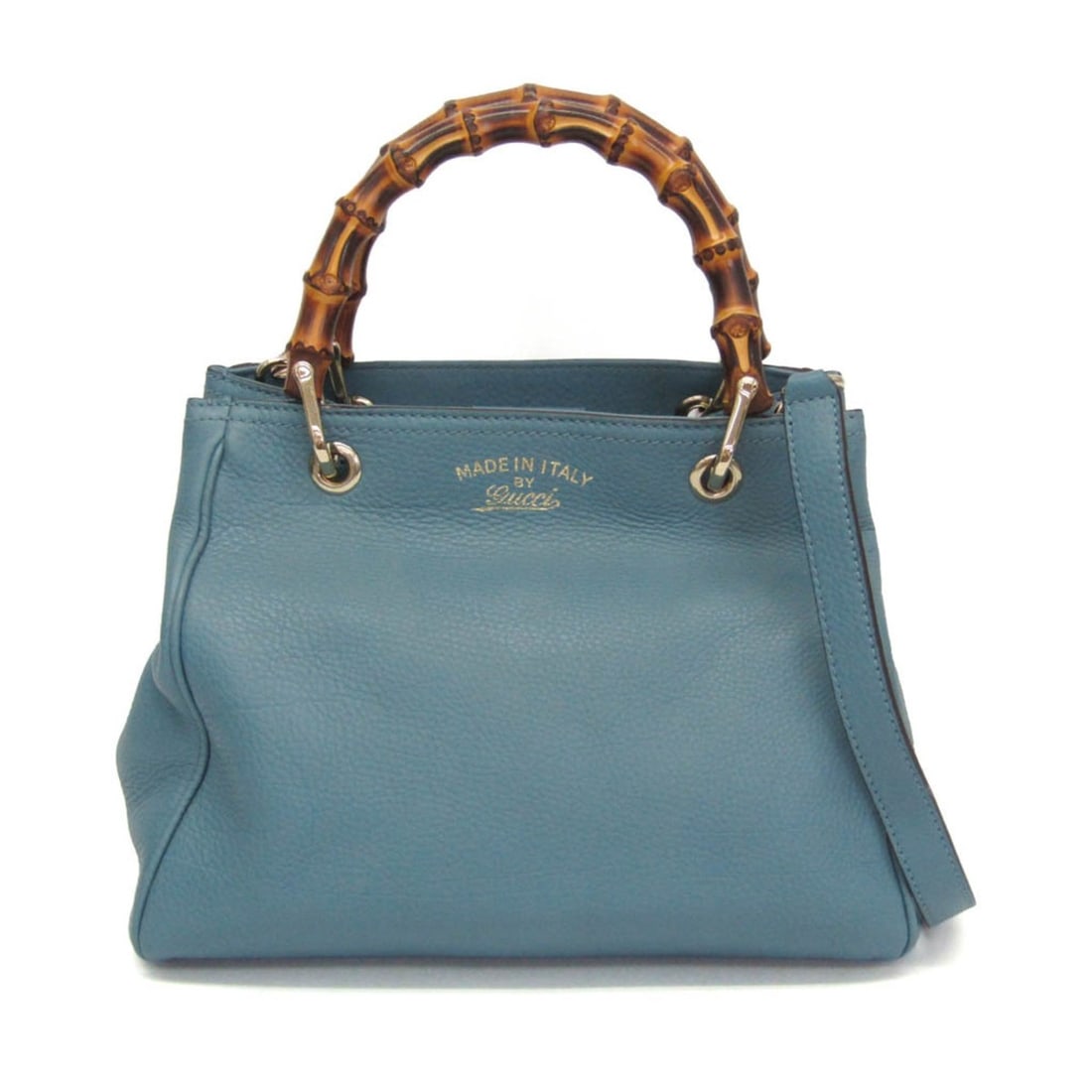 Gucci Bamboo Shopper Small 336032 Women's Leather,Bamboo Handbag,Shoulder Bag Light Blue