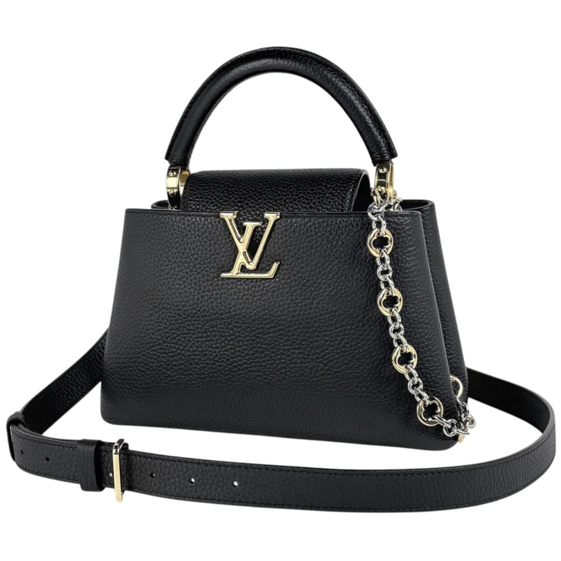 Louis Vuitton Capucines BB Handbag/Shoulder Bag, Taurillon Leather, Black, Women's: --- Catalog ---Category: SizeSize (HxWxD): 16.5cm x 26.5cm x 10cm / 6.49'' x 10.43'' x 3.93''Category: DesignType: Handbag, Shoulder bagColor: BlackGender: WomenMaterial: Leather Leather/Fur Type: Tau