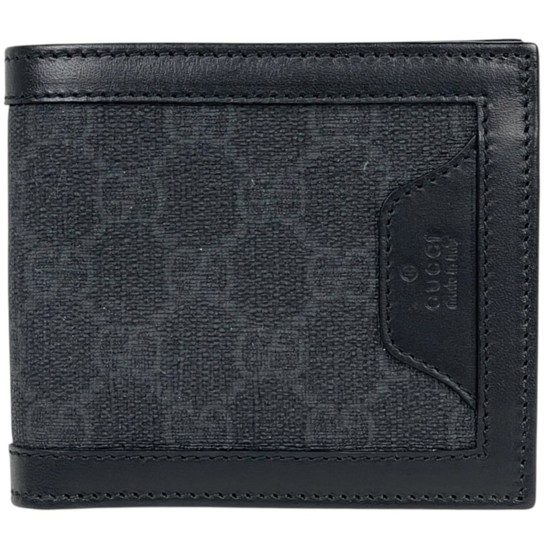 Gucci GUCCI Bi-fold wallet GG Supreme coated canvas Black 365470 Women's (1 of 14)