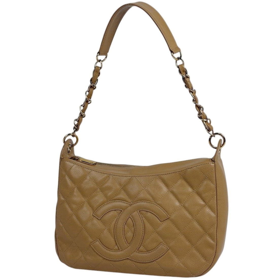 Chanel Coco Mark Chain Shoulder Bag, Matelassé Caviar Leather, Beige, Women's: --- Catalog ---Category: SizeStrap Drop: 26cm / 10.23''Size (HxWxD): 18cm x 26cm x 9cm / 7.08'' x 10.23'' x 3.54''Category: DesignType: Shoulder bagColor: BeigeGender: WomenMaterial: Grained Calfskin 