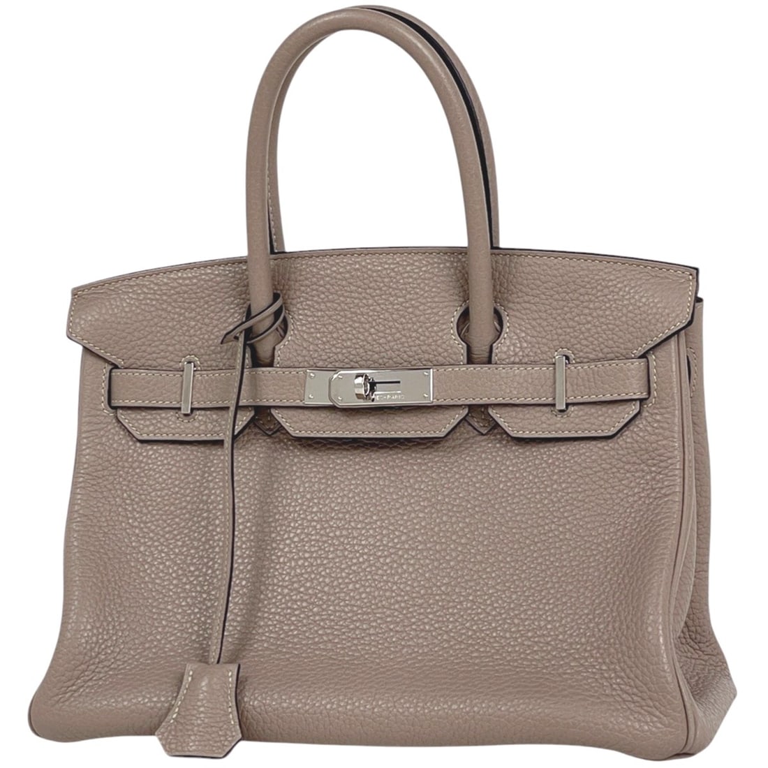 Hermes Birkin 30 Handbag, Taurillon Clemence Leather, Turtledove Grey, P (Women's)
