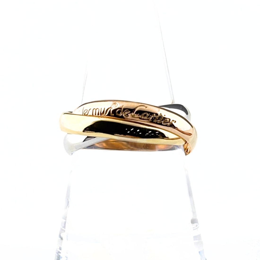 Cartier Trinity ring in yellow gold (YG), pink (PG), and white (WG). Three-color design. 750 gold.
