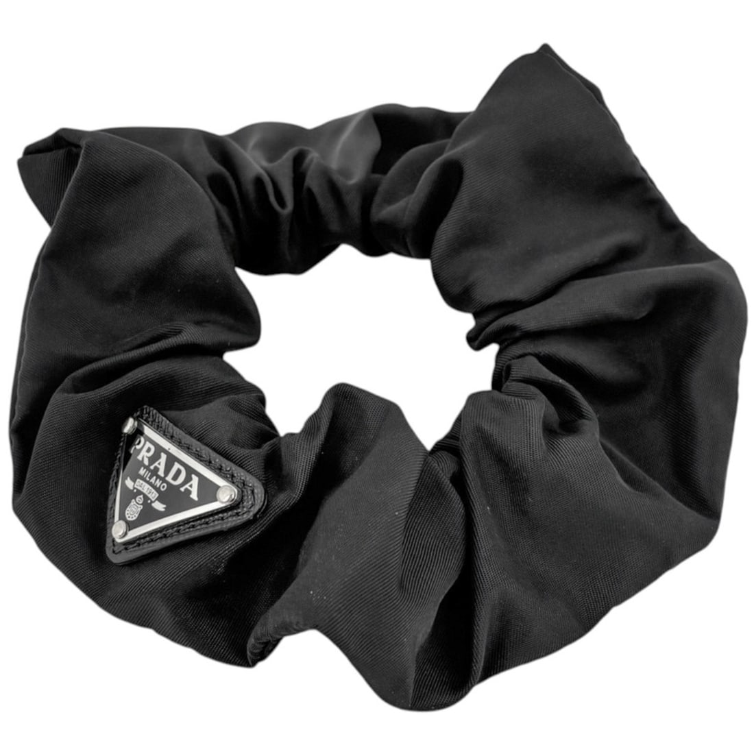 Prada PRADA Logo Plate Scrunchie RE-NYLON Nylon Nero (Black) Women's