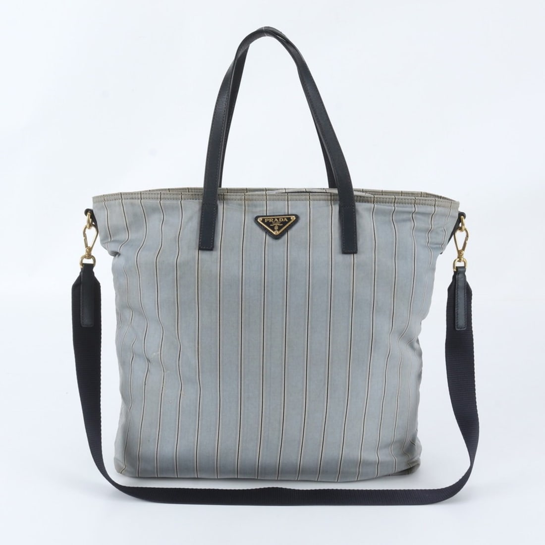 Prada Tessuto Nylon Triangle Logo Leather 2-Way Shoulder Bag for Women