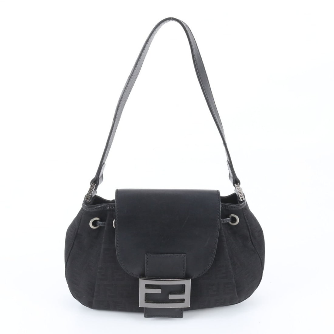 Fendi Zucchino Mamma Baguette Leather Shoulder Bag Tote Handbag for Women: --- Catalog ---Category: SizeSize (HxWxD): 15cm x 22cm x 6cm / 5.9'' x 8.66'' x 2.36''Category: DesignType: Handbag, Shoulder bag, Tote bagColor: BlackGender: WomenMaterial: Leather , Canvas Category: