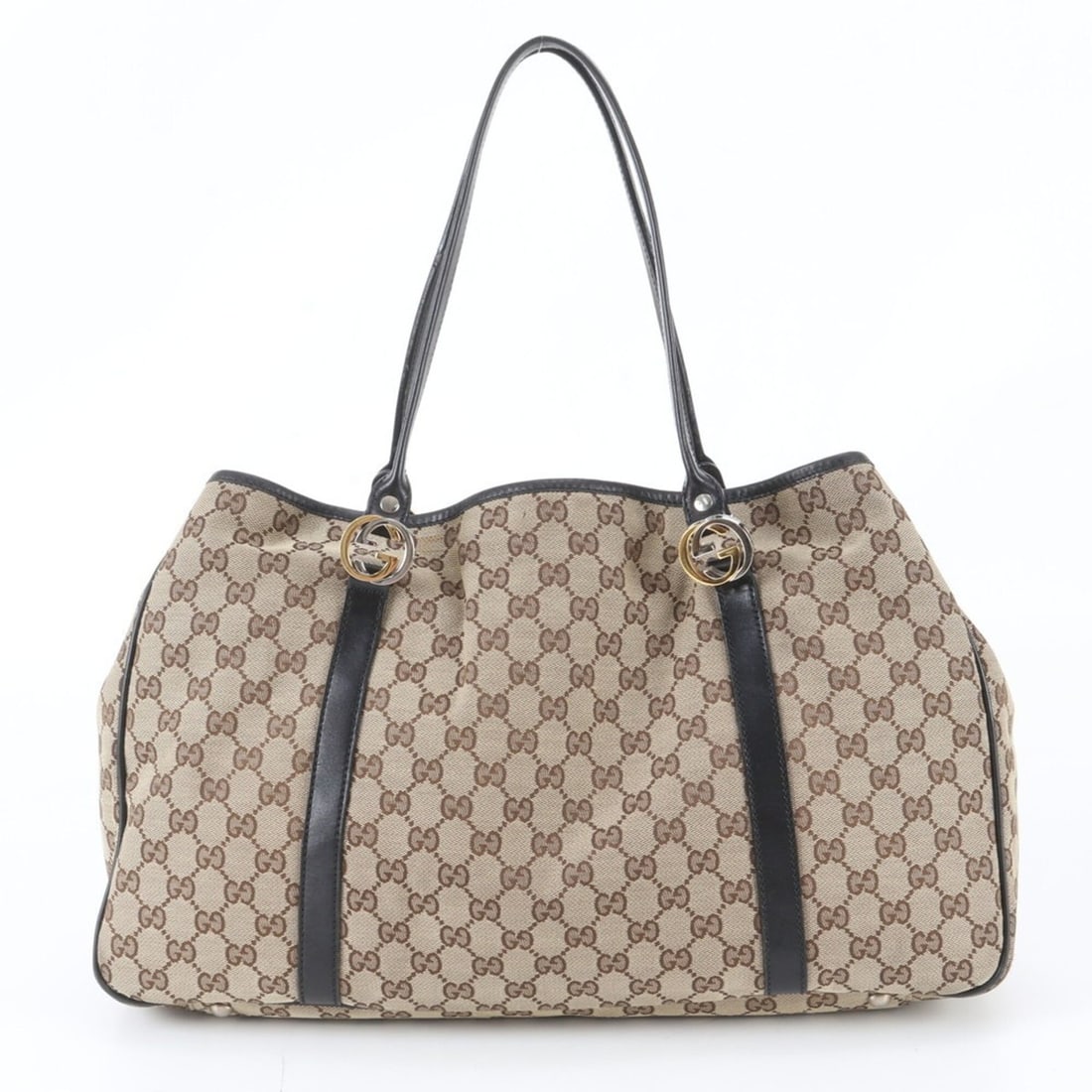 Gucci GG Canvas Twins 232956 Leather Tote Bag Shoulder Handbag for Women