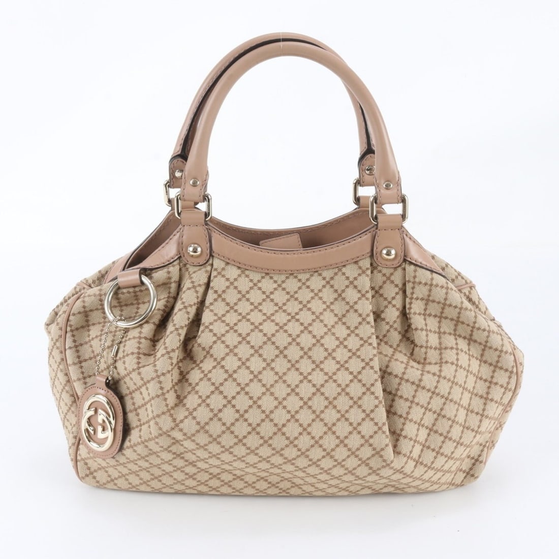 Gucci Diamante Sukey 211944 Leather Tote Bag Shoulder Handbag Beige Women's