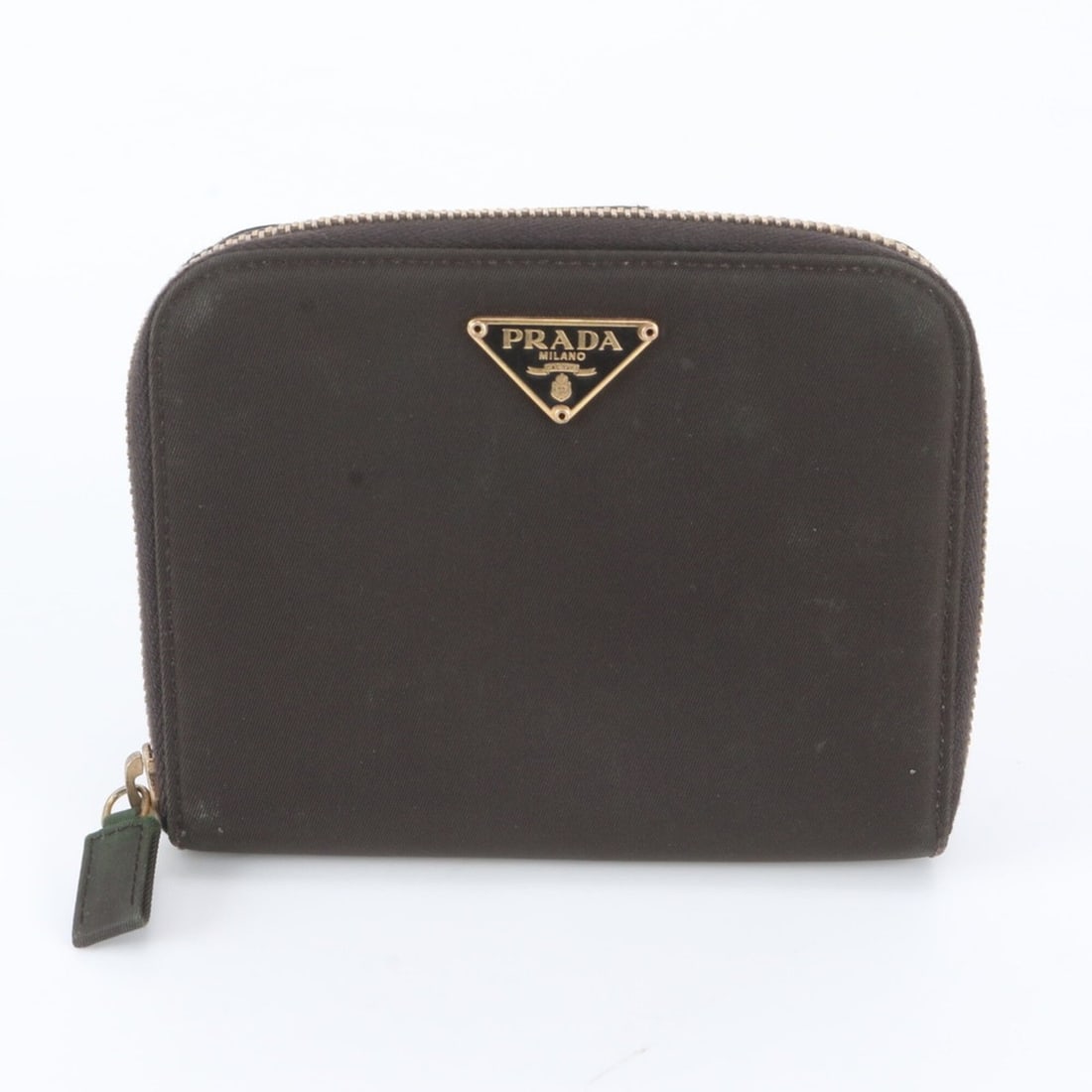 Prada Tessuto Nylon Saffiano Leather Triangle Logo Bi-fold Wallet for Women