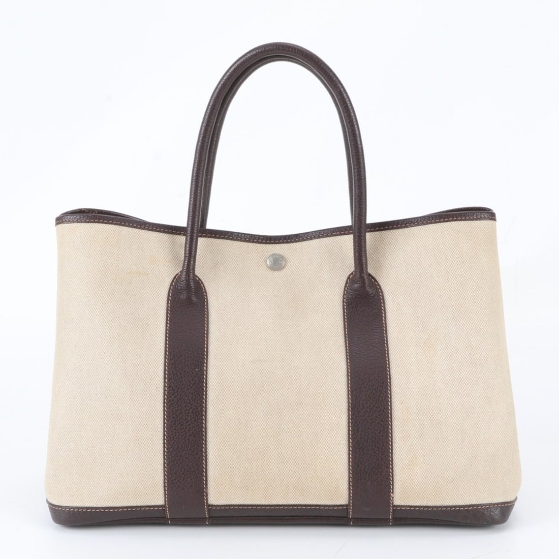 Hermes Garden Party ?F stamp Toile H leather tote bag shoulder business for men: --- Catalog ---Category: SizeSize (HxWxD): 25cm x 36cm x 17cm / 9.84'' x 14.17'' x 6.69''Category: DesignType: Shoulder bag, Tote bagColor: Beige, BrownGender: MenMaterial: Leather , Canvas Category: 