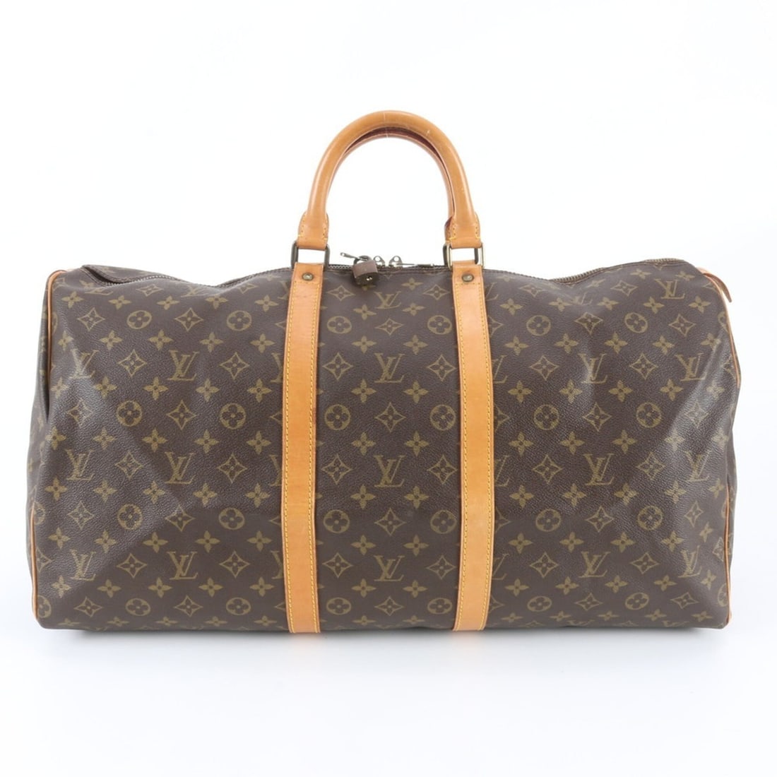 Louis Vuitton Monogram Keepall 55 M41424 Leather Boston Bag Tote Travel for Men