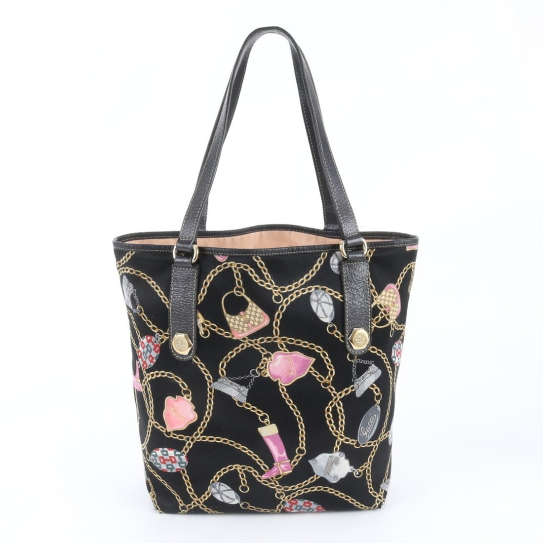 Gucci 153009 Leather Tote Bag Shoulder Handbag Black Women's: --- Catalog ---Category: SizeSize (HxWxD): 31cm x 25cm x 10cm / 12.2'' x 9.84'' x 3.93''Category: DesignType: Handbag, Shoulder bag, Tote bagColor: Black, GoldGender: WomenMaterial: Leather , Nylon Ca