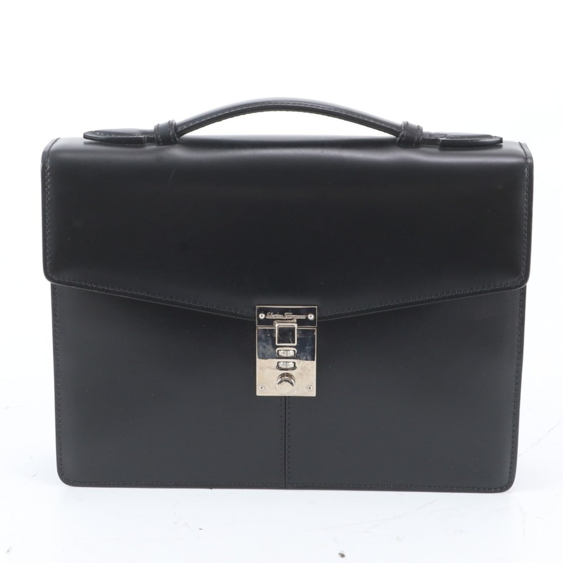Salvatore Ferragamo Leather Business Bag Briefcase Tote Black Men's: --- Catalog ---Category: SizeSize (HxWxD): 20cm x 28cm x 6cm / 7.87'' x 11.02'' x 2.36''Category: DesignType: Briefcase, Tote bagColor: BlackGender: MenMaterial: Leather Category: GeneralBrand: Salvat