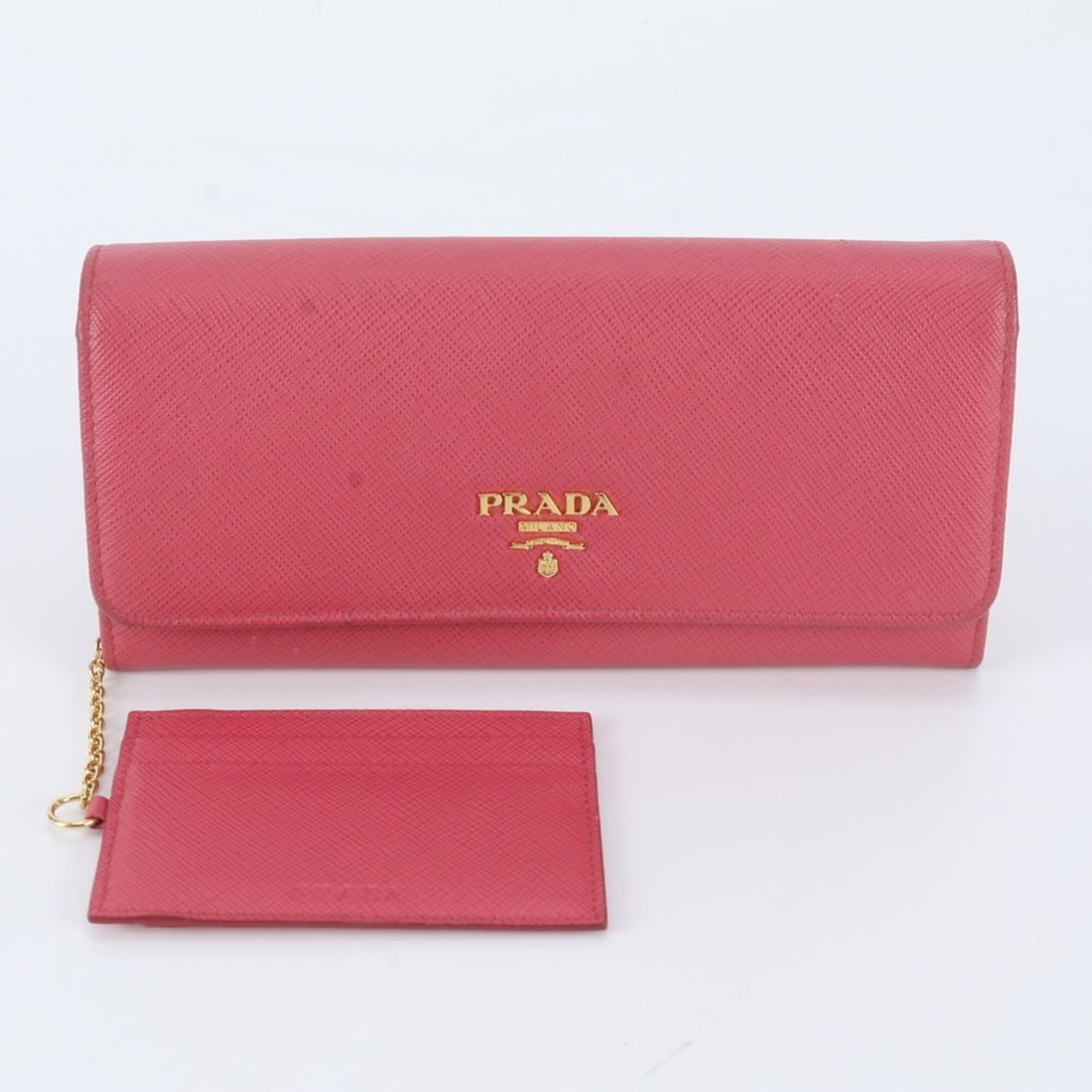 Prada Saffiano Leather Long Wallet with Card Holder/Card Case, Round Zipper, for Women