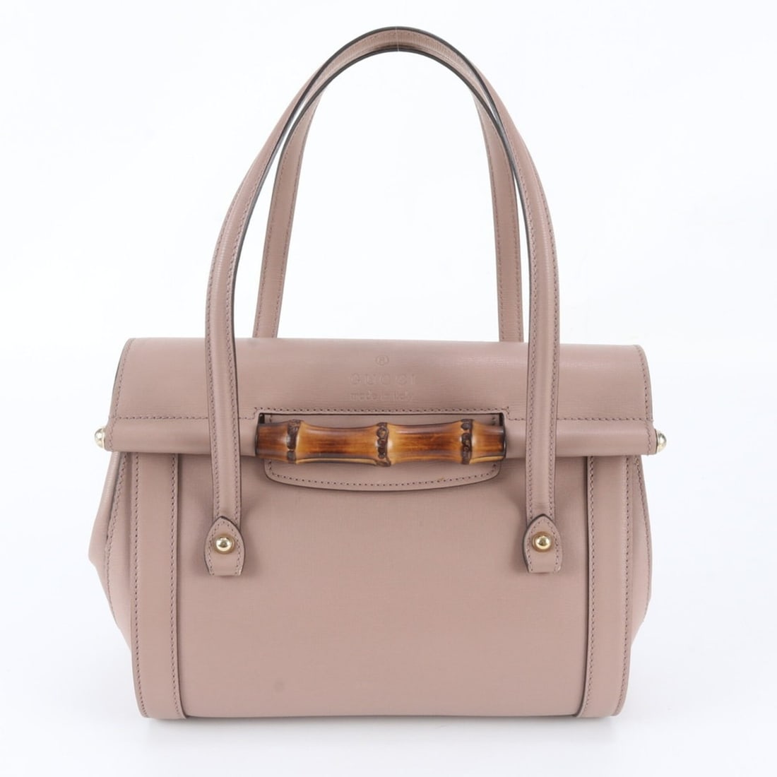 Gucci Bamboo 338989 Leather Handbag Tote Bag with Gold Hardware for Women