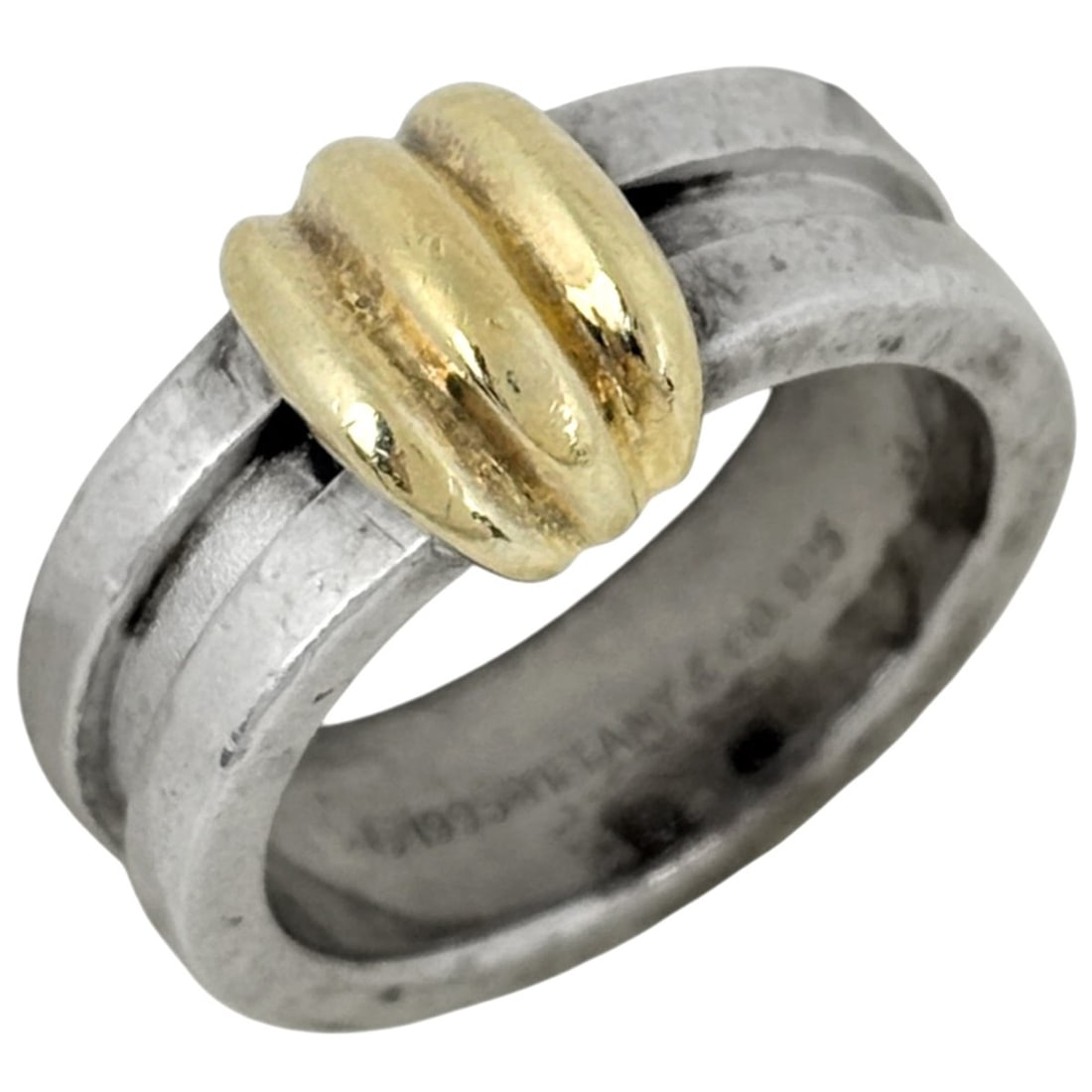Tiffany & Co. Grooved Ring with Combination Sterling Silver 925/750 - Women's: --- Catalog ---Category: SizeJP Size: 13.5US Size: 6.5Category: DesignType: Band ringColor: SilverGender: WomenMaterial: Silver 925Category: GeneralBrand: Tiffany--- Item List ---Section: ConditionRan