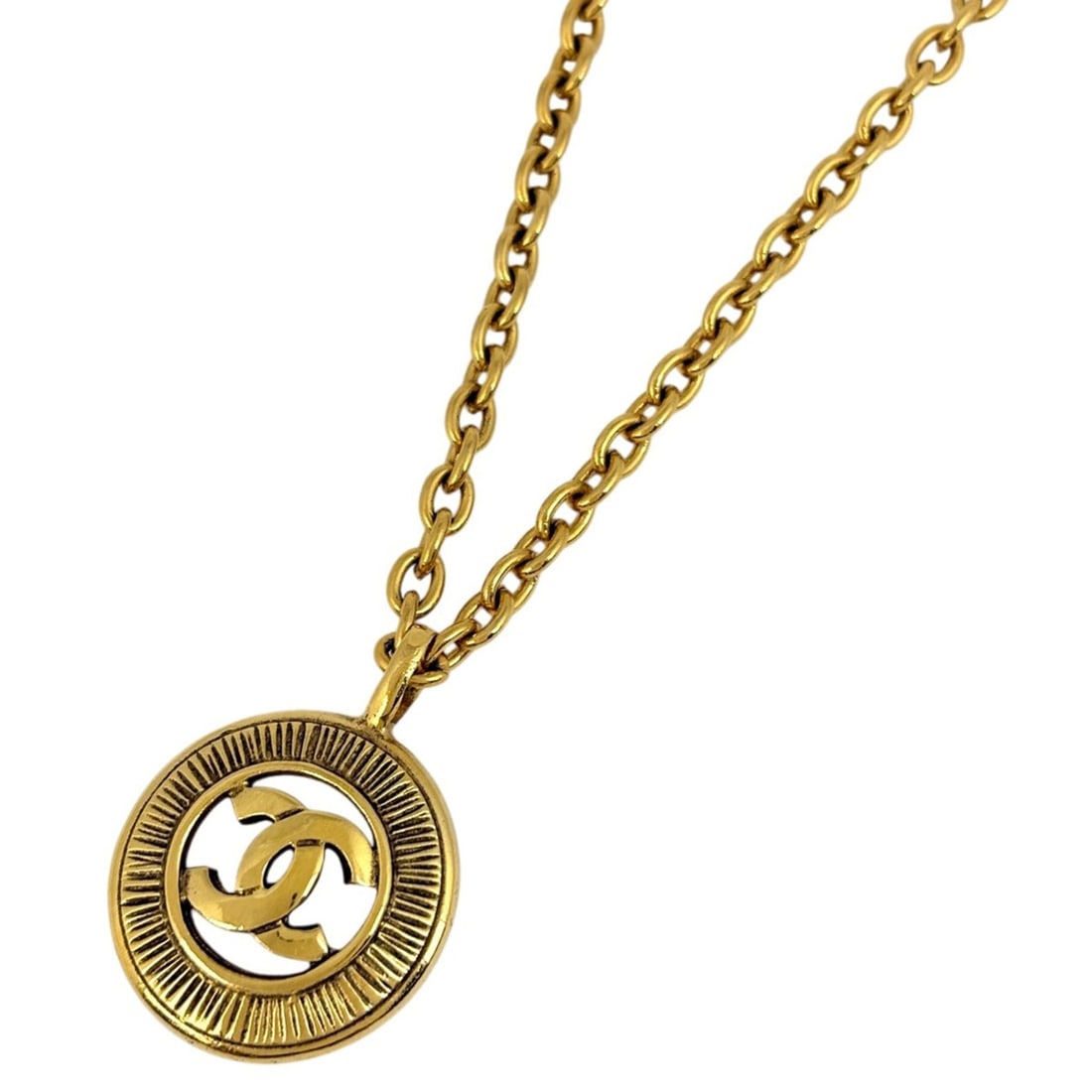 Chanel Coco Mark Chain Necklace GP Gold Women's: --- Catalog ---Category: SizePendant Size: 35mm x 25mm / 1.37'' x 0.98''Neck Circumference: 42.5 cm / 16.73''Category: DesignColor: GoldGender: WomenMaterial: Gold platingNecklace Type: NecklaceCatego