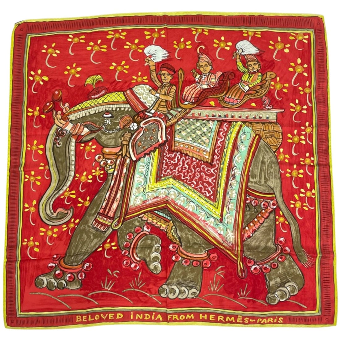 Hermes Carre 90 BELOVED INDIA Scarf/Muffler - Deep Indian Love Silk Red Multicolor Women's: --- Catalog ---Category: SizeSize (LxW): 86cm x 88.5cm / 33.85'' x 34.84''Category: DesignType: ScarfColor: Multi-color, Red colorGender: WomenMaterial: Silk Category: GeneralBrand: Hermes--- Item Lis