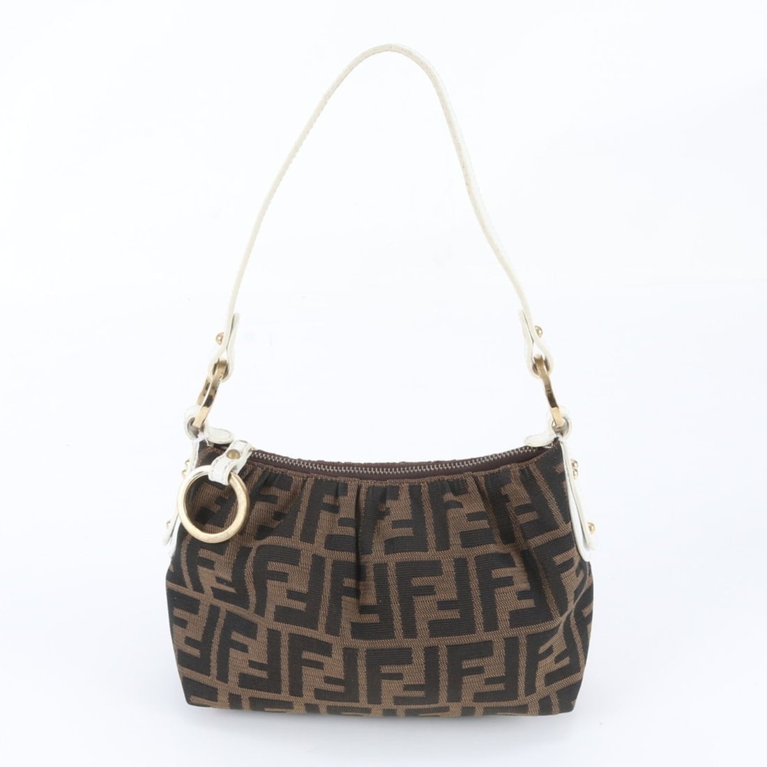 Fendi Zucca FF 8BR354 Leather Shoulder Bag, One-Shoulder Accessory Pouch, Women's: --- Catalog ---Category: SizeSize (HxWxD): 15cm x 20cm x 5cm / 5.9'' x 7.87'' x 1.96''Category: DesignType: Pouch, Shoulder bagColor: Brown, WhiteGender: WomenMaterial: Leather , Canvas Category: Gene