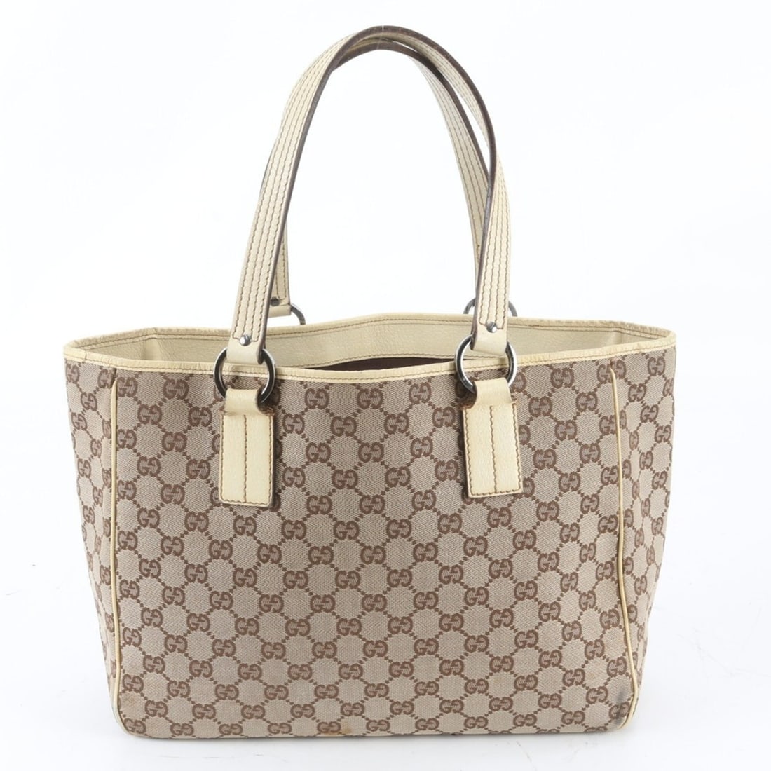 Gucci GG Canvas 113017 Leather Tote Bag Shoulder Handbag Beige Women's: --- Catalog ---Category: SizeSize (HxWxD): 25cm x 33cm x 12cm / 9.84'' x 12.99'' x 4.72''Category: DesignType: Handbag, Shoulder bag, Tote bagColor: BeigeGender: WomenMaterial: Leather , Canvas Catego
