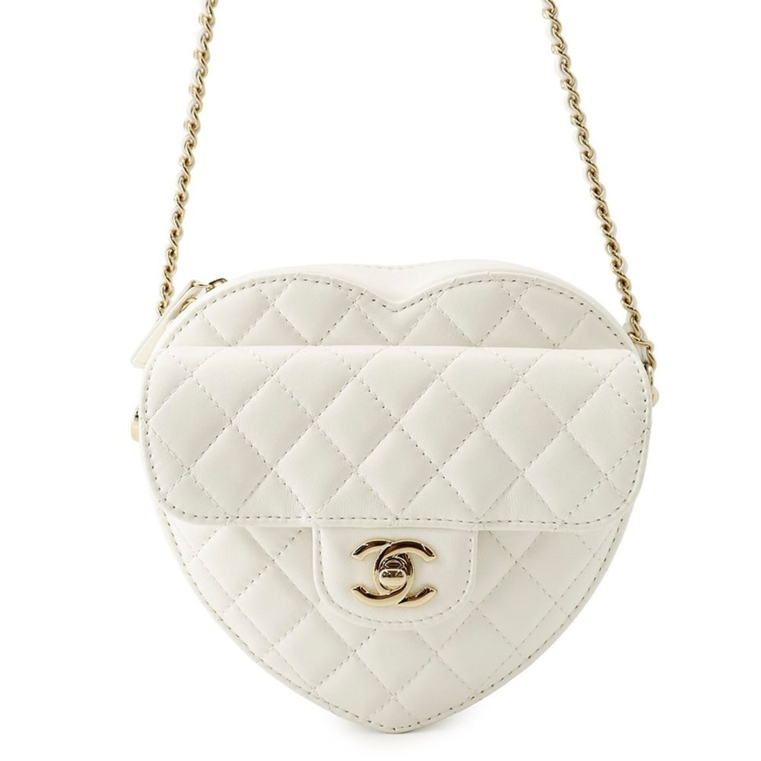 Chanel Chain Shoulder Bag Matelassé Heart Shape Lambskin AS3191 CHANEL Handbag White Women's: --- Catalog ---Category: SizeSize (HxWxD): 17cm x 18cm x 5cm / 6.69'' x 7.08'' x 1.96''Category: DesignType: Handbag, Shoulder bagColor: WhiteGender: WomenMaterial: Leather Hardware Color: Champagne g