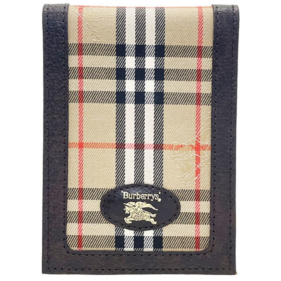 Burberry Check Bi-fold Pass Case, Canvas and Leather, Beige/Dark Brown: --- Catalog ---Category: DesignType: Travel pass caseColor: Beige, Dark brownGender: Women,MenMaterial: Canvas , Leather Category: GeneralBrand: BurberryCategory: Physical PropertiesSize (HxWxD): 11cm