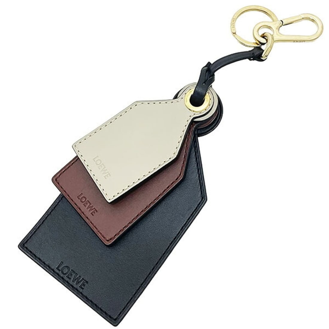 Loewe Tag Charm Leather Keychain (Greige, Bordeaux, Black) - Three Colors: --- Catalog ---Category: SizeSize (HxWxD): 23cm x 7.4cm / 9.05'' x 2.91''Category: DesignType: KeyringColor: Black, Bordeaux, GoldGender: Men,WomenMaterial: LeatherCategory: GeneralBrand: Loewe--- Ite