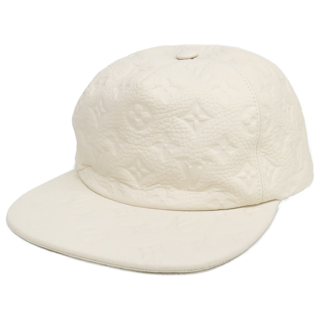 LOUIS VUITTON MP2321 Monogram Empreinte Taurillon Leather Quill 1.0 Cap Hat TU Off-White Men's: --- Catalog ---Category: DesignType: CapColor: Off-whiteGender: MenMaterial: Leather Leather/Fur Type: CalfskinCategory: GeneralBrand: Louis VuittonCategory: MeasurementsCircumference: 60cm / 23.62''-