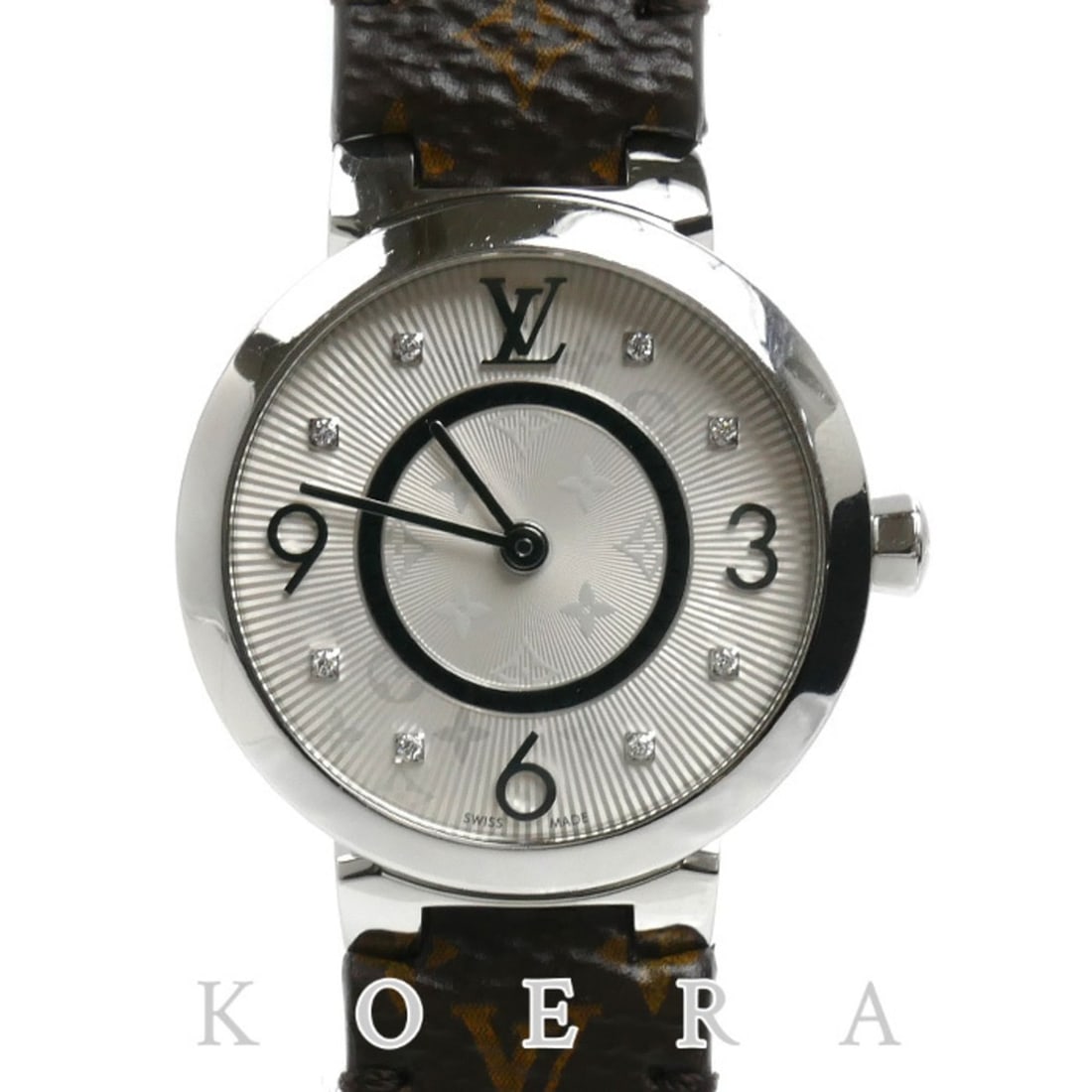 LOUIS VUITTON Tambour Slim 8PD Watch, Battery Operated, Q12MG, Women's: --- Catalog ---Category: SizeCase Diameter: 28mm / 1.1''Category: DesignType: WristwatchGender: WomenColor (Dial): SilverMaterial (Band): LeatherMaterial (Case): Stainless steelCategory: GeneralMPN: Q