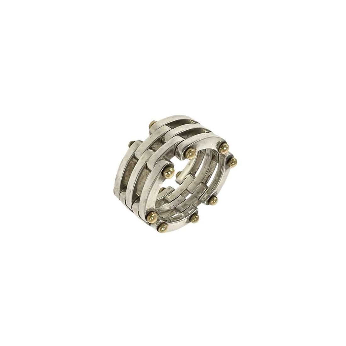 TIFFANY&Co. Tiffany Gate Ring, Sterling Silver 925, 18K Yellow Gold 750 YG, Silver, Gold, Size 2-6-2: --- Catalog ---Category: SizeJP Size: 12US Size: 6.5Category: DesignType: Band ringColor: Gold, SilverGender: WomenMaterial: Silver 925, Yellow gold (18K)Category: GeneralBrand: Tiffany--- Item List -