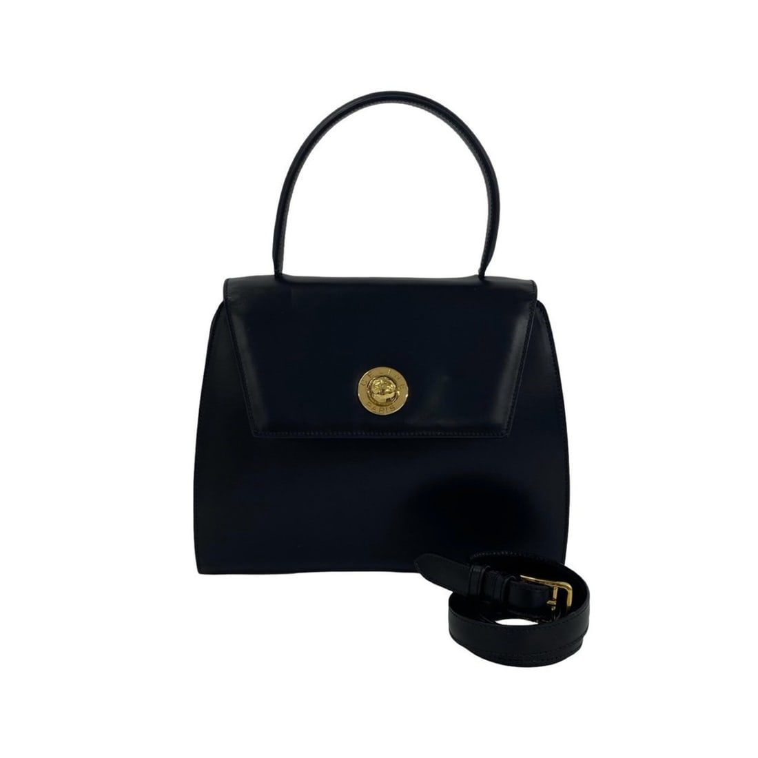 CELINE Vintage Starball Hardware Calf Leather 2-Way Handbag/Shoulder Bag Black 15-10: --- Catalog ---Category: SizeSize (HxWxD): 18.5cm x 23.3cm x 6.5cm / 7.28'' x 9.17'' x 2.55''Category: DesignType: Handbag, Shoulder bagColor: BlackGender: WomenMaterial: Leather Leather/Fur Type: Cal
