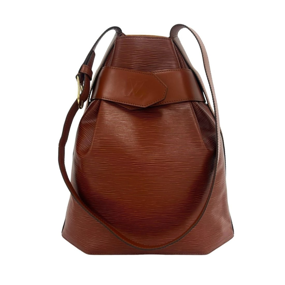 LOUIS VUITTON Vintage Sac Depaule GM Epi Leather Drawstring Semi-One Shoulder Bag Kenya Brown 17726 (1 of 9)