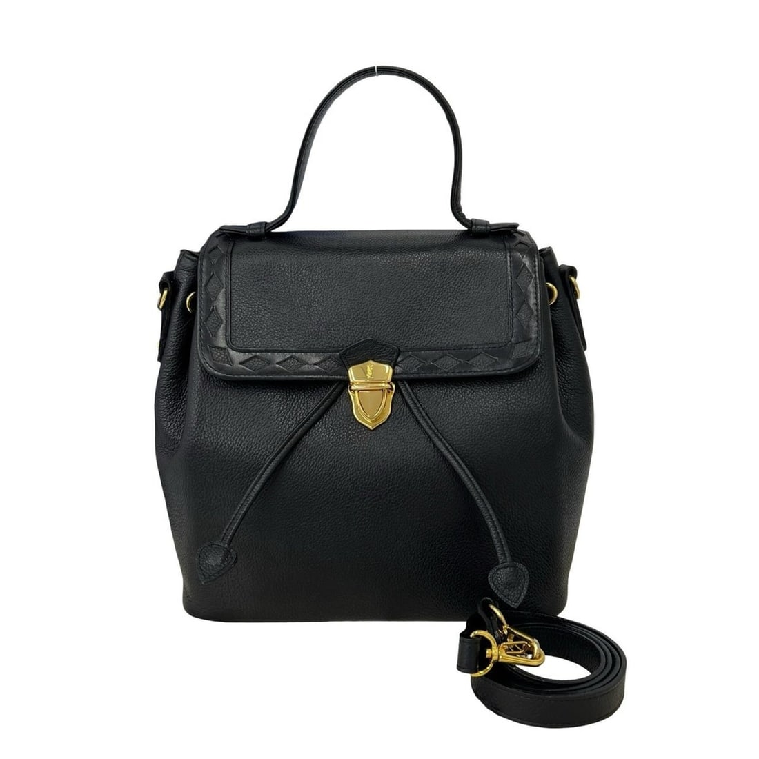 YVES SAINT LAURENT YSL Logo Cutout Leather 2-Way Hand/Shoulder Bag Black 37675: --- Catalog ---Category: SizeSize (HxWxD): 23cm x 24.5cm x 14cm / 9.05'' x 9.64'' x 5.51''Category: DesignType: Shoulder bagColor: BlackGender: WomenMaterial: Leather Category: GeneralBrand: Yves Sain