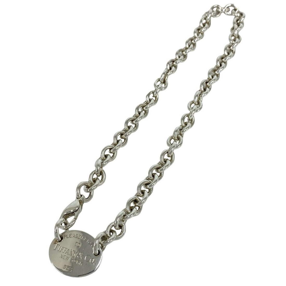 TIFFANY&Co. Tiffany & Co. Return to Round Tag Necklace, Sterling Silver 925, Choker, Accessory,: --- Catalog ---Category: SizePendant Size: 18mm x 22mm / 0.7'' x 0.86''Neck Circumference: 38 cm / 14.96''Category: DesignColor: SilverGender: WomenMaterial: Silver 925Necklace Type: NecklaceCategory: