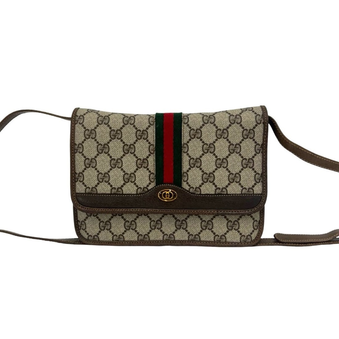 GUCCI Old Gucci Sherry Line GG Logo Pattern Leather Shoulder Bag/Pouch Brown 30367: --- Catalog ---Category: SizeSize (HxWxD): 16cm x 22.5cm x 5.5cm / 6.29'' x 8.85'' x 2.16''Category: DesignType: Pochette, Shoulder bagColor: BrownGender: WomenMaterial: Leather , PVC Category: Genera